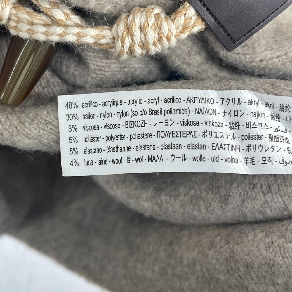 ZARA Sweater Womens XS S Wool Blend Oversized Cardigan Toggle Coatigan Beige - Picture 8 of 12
